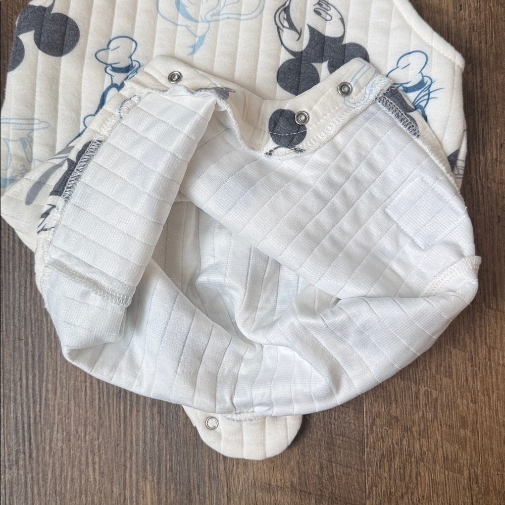 Disney Baby Mickey & Friends Quilted Baby Romper White Blue & Gray Size 24M - Picture 7 of 10